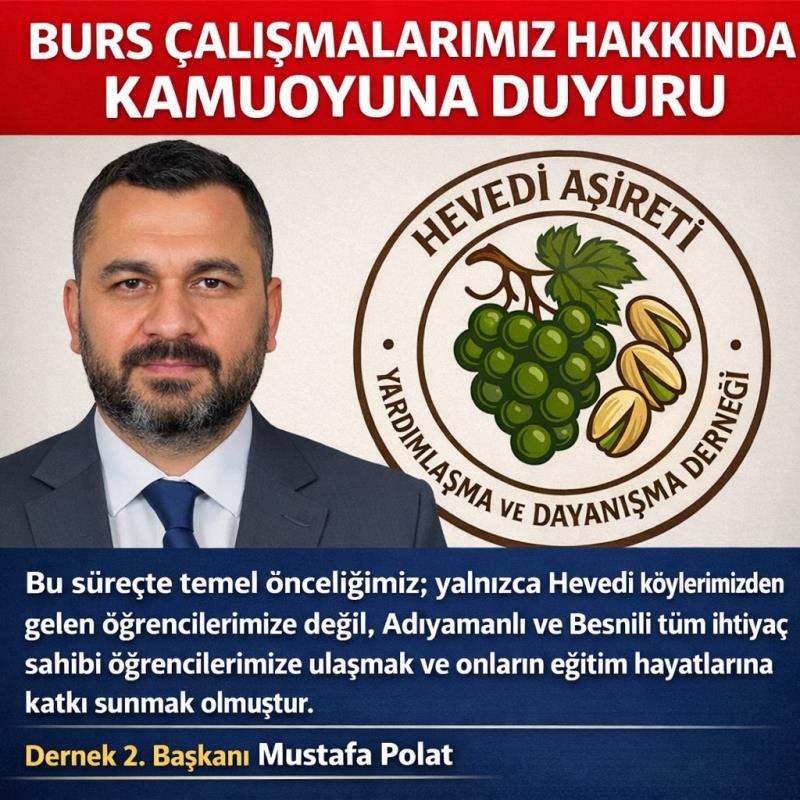 Burs Çalışmalarımız Hakkında Kamuoyuna Duyuru